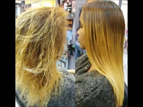 Cheveux jaunes apr&egrave;s lissage br&eacute;silien